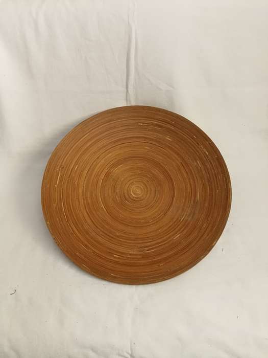 Round Bamboo Wood Platter Bowl Plate Center Tray Piece Brown- 455mm Diameter