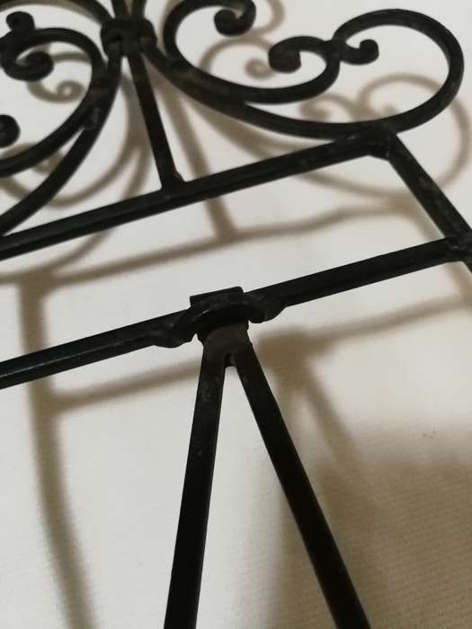 Black Cast Iron Decorative Picture Frame Easel/ Recipe Book Diamond Scroll Curve Design- Vintage