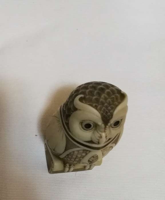 Amazing Artwork! John Biccard Owl Michael Angelo Owl crushed marble sculpture