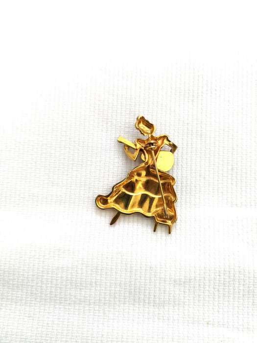 Stunning Spanish Dancing Lady Playing Guitar Brooch- Vintage