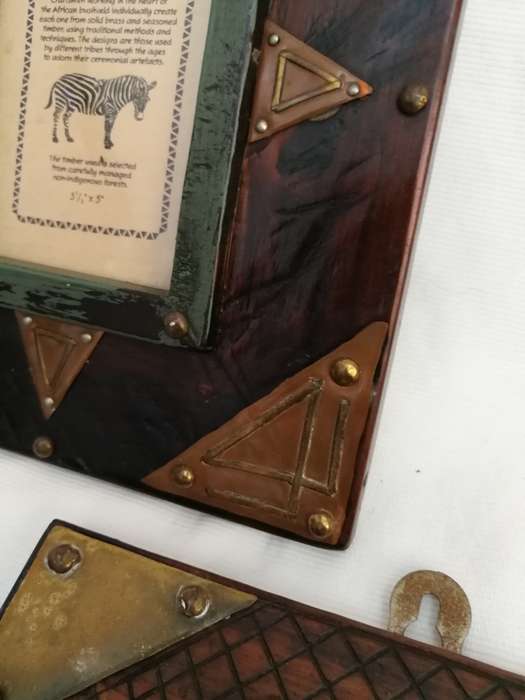 Frame Africa set of 3 Solid Handmade- Wood and metal frames- Sold as a set