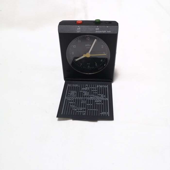 Vintage BRAUN Quartz AB314 SL Travel Alarm Clock Black Pocket Size Made In Germany