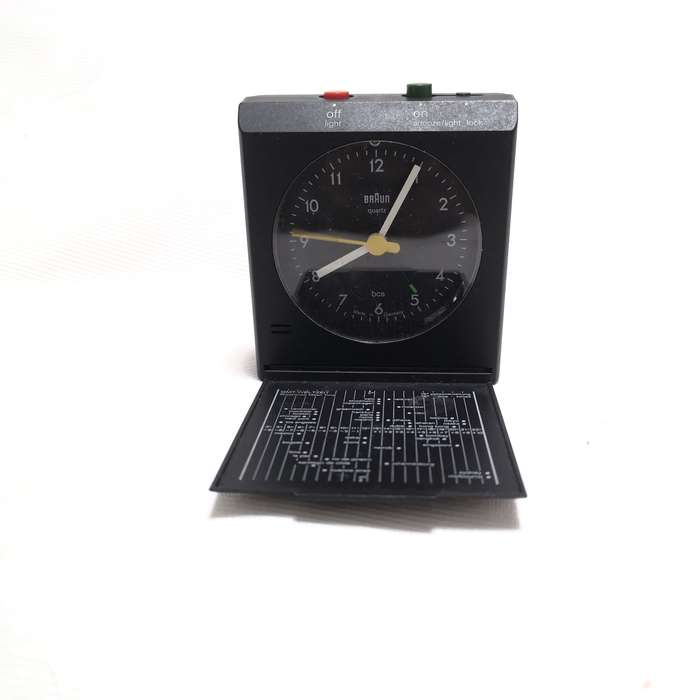 Vintage BRAUN Quartz AB314 SL Travel Alarm Clock Black Pocket Size Made In Germany