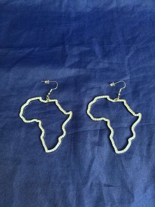 Africa Earrings 7cm stone encrusted, costume jewellery