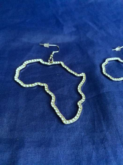 Africa Earrings 7cm stone encrusted, costume jewellery