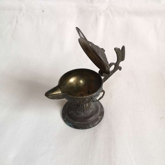 Serpent or Dragon HandleLamp/ Incense Burner with Floral Work- Vintage