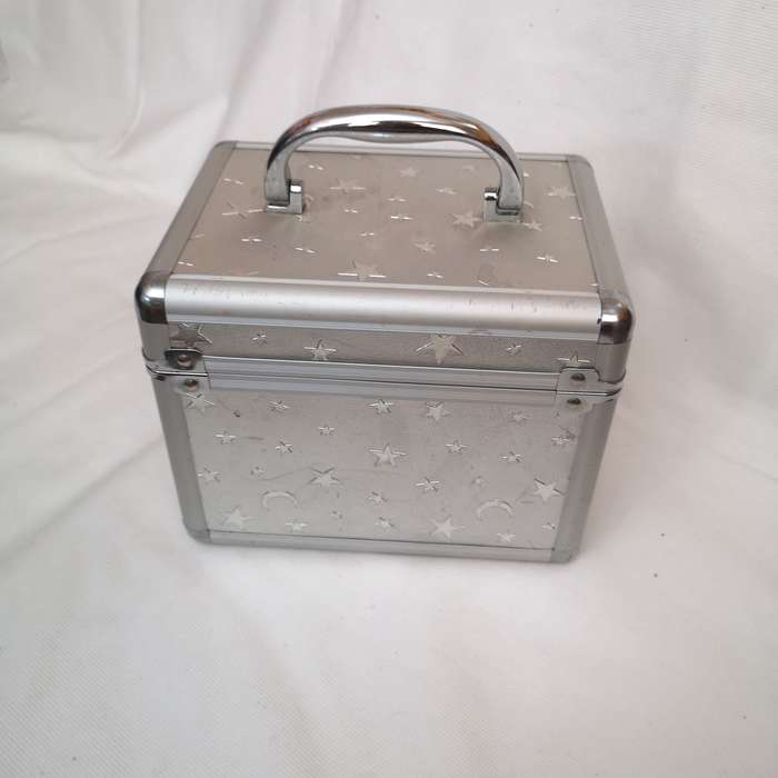 Vanity Case- Aluminium Vintage with key- Moon & Stars Embossed