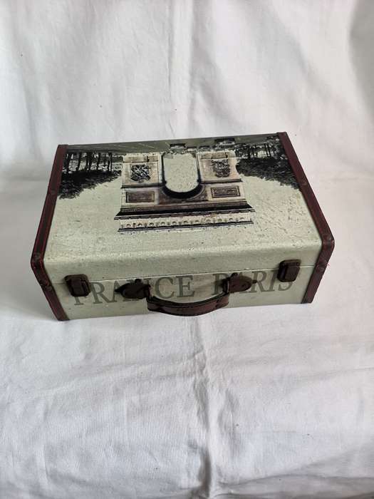 France or Paris Case- Vintage with Metal Handles and Hinge