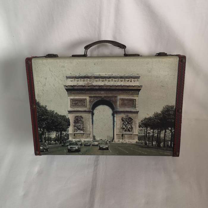France or Paris Case- Vintage with Metal Handles and Hinge