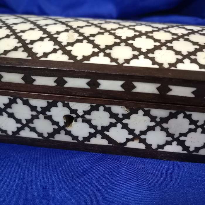 Intricate Mughal Design Wood Bone Inlay  Jewellery Decorative Boxes with Handmade Key