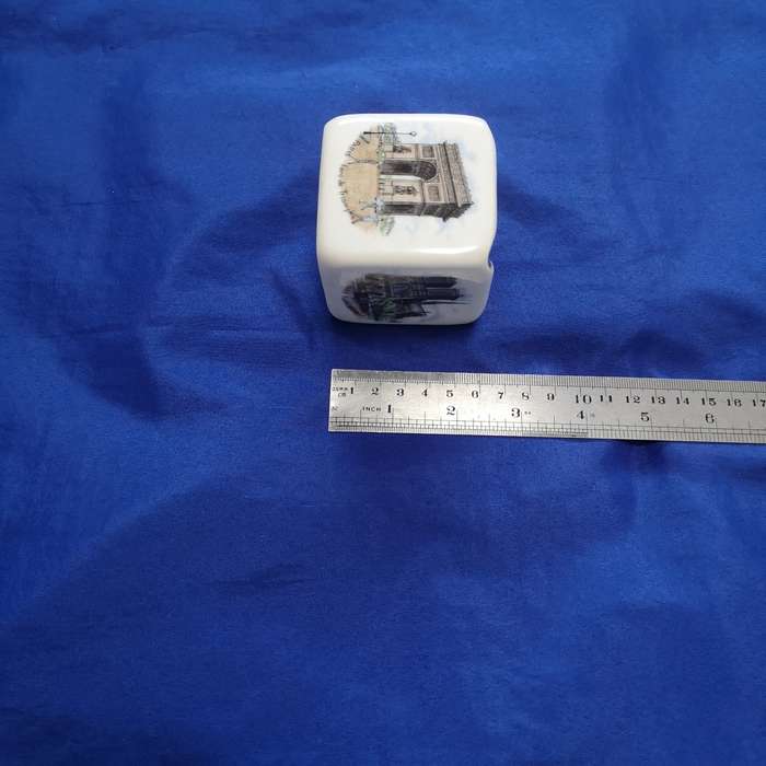 Vintage Limoges Porcelain Block Cube Ashtray France Souvenir