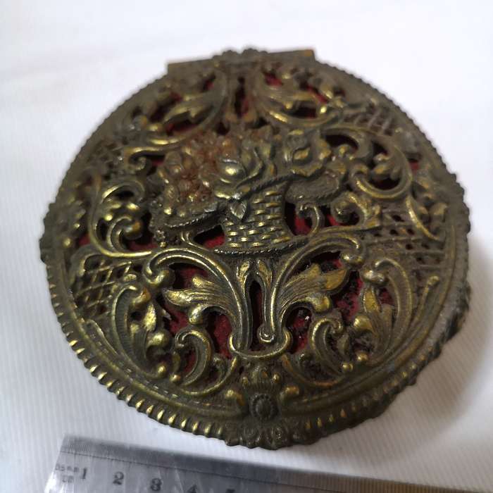 Ornate Footed Brass Metal Trinket Jewelry Box