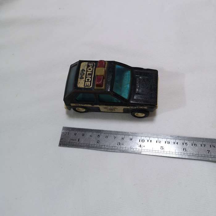 BUDDY L 5 Black POLICE Patrol CAR Toy TINPLATE Metal VINTAGE 1980 VW POLO