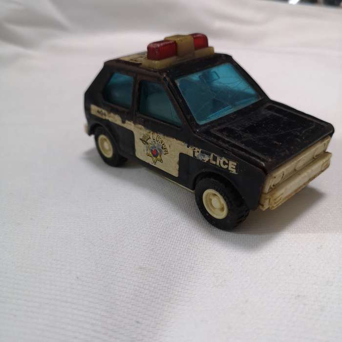 BUDDY L 5 Black POLICE Patrol CAR Toy TINPLATE Metal VINTAGE 1980 VW POLO