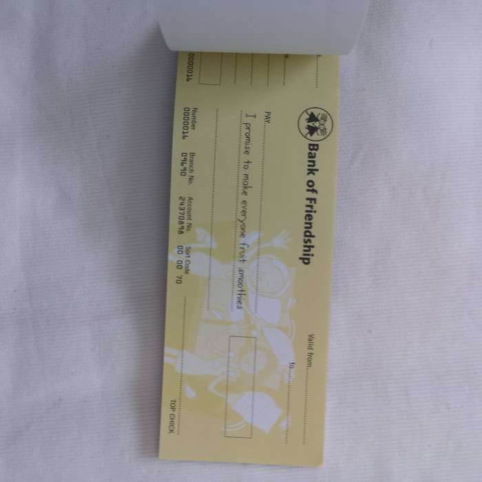 Sleepover Cheques- Bank of Friendship