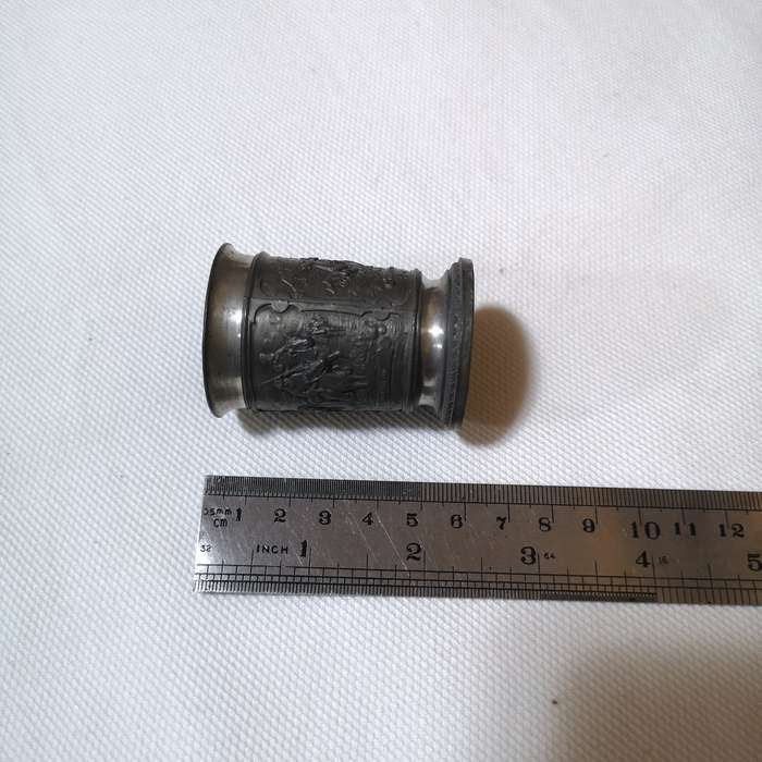 FEIN ZINN Pewter 3-Scene SHOT GLASS- American Indian scenes