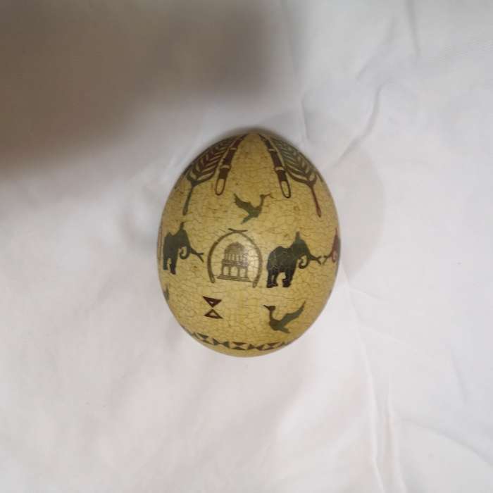 Ostrich Egg Artwork Hand Art by Carol. Vintage