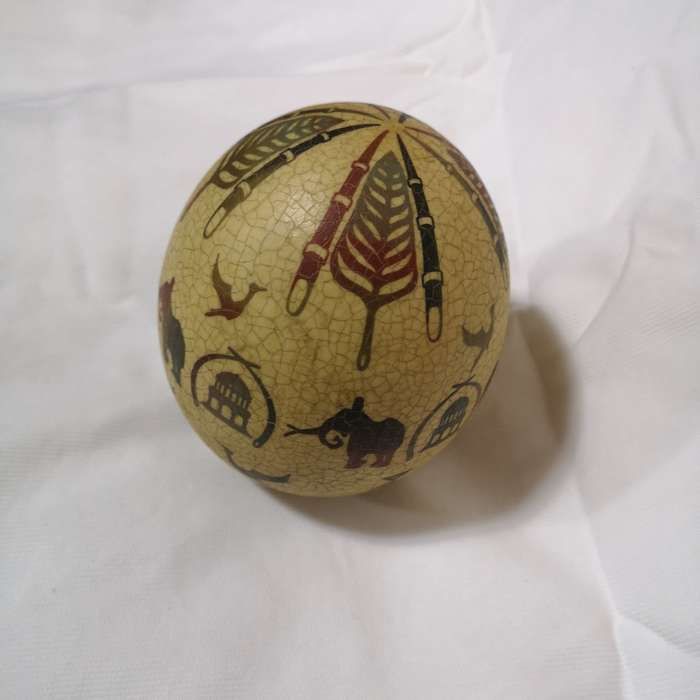 Ostrich Egg Artwork Hand Art by Carol. Vintage
