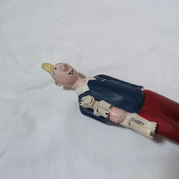 African Tintin sculpture Milu the dog in wood hand painted - Vintage - Ivory Coast