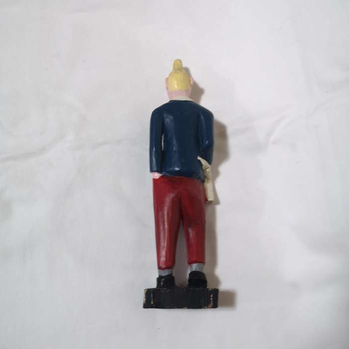 African Tintin sculpture Milu the dog in wood hand painted - Vintage - Ivory Coast