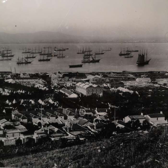 Historical Vintage 1800s Image "Cape Town Harbour from Signal Hill"