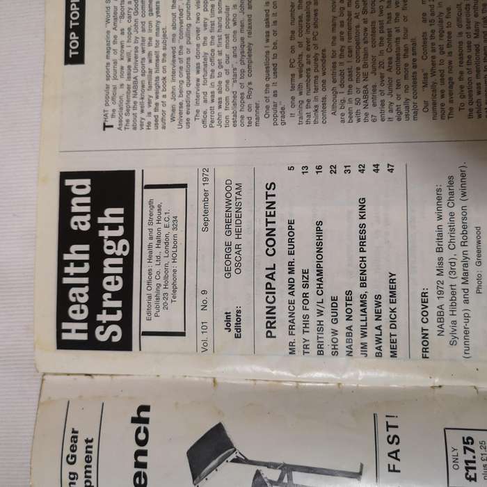 1971 HEALTH and STRENGTH bodybuilding muscle magazine NABBA GIRLS (UK)- Rare Vintage