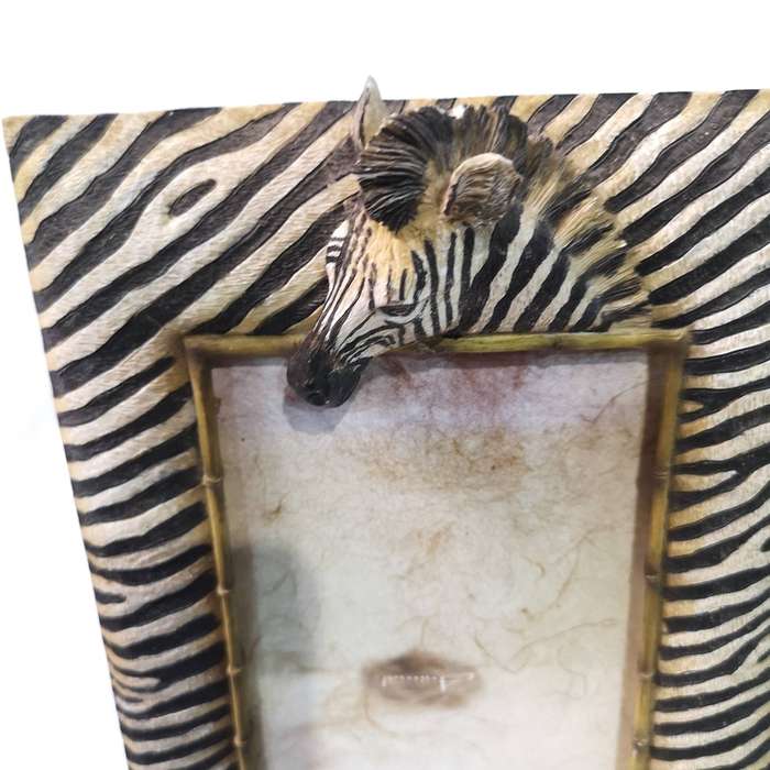 3D Zebra Picture Frame Resin 4x6 Photo Safari Animal Photo Vintage Fan Framed