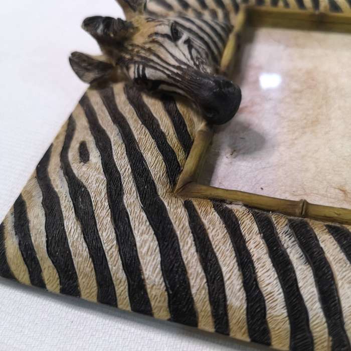 3D Zebra Picture Frame Resin 4x6 Photo Safari Animal Photo Vintage Fan Framed