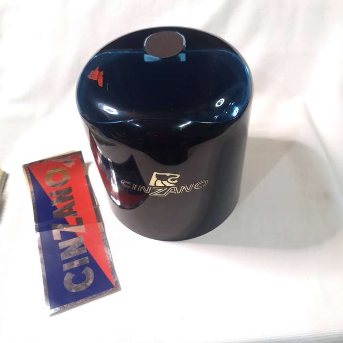 CINZANO 80s Vintage Blue plastic ice bucket, designer Jean Pierre Vitrac- Italy- Boxed