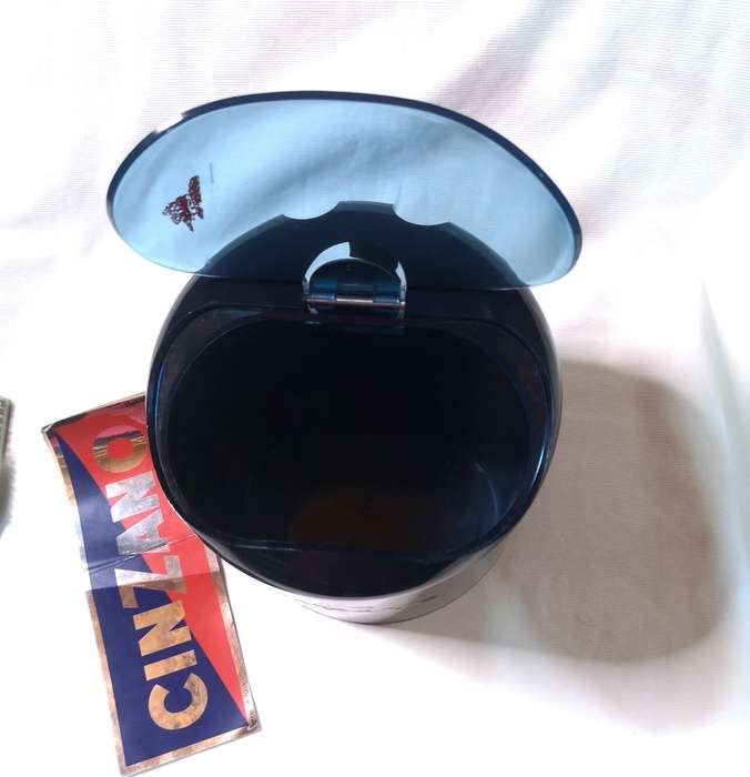 CINZANO 80s Vintage Blue plastic ice bucket, designer Jean Pierre Vitrac- Italy- Boxed