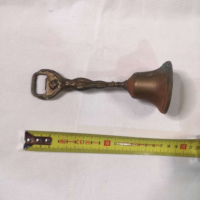 Vintage Brass Figural Nude Bottle Opener + Bell (England)