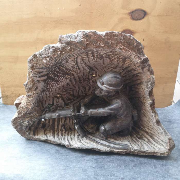 Mining Rock Stone Carving Art- Mining Art- Large Piece