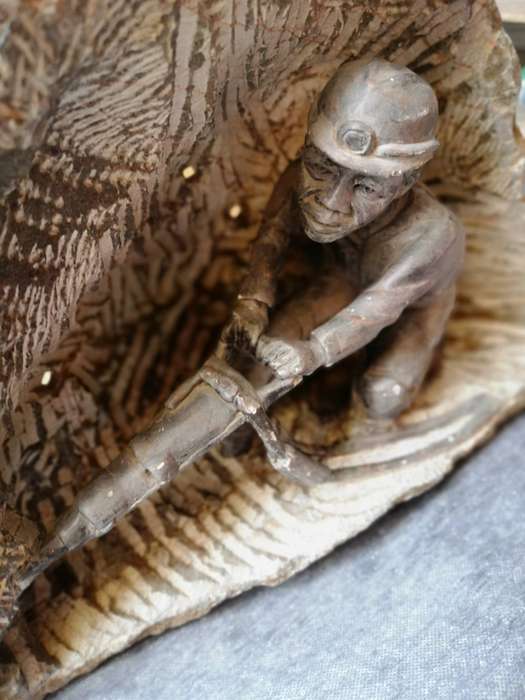 Mining Rock Stone Carving Art- Mining Art- Large Piece