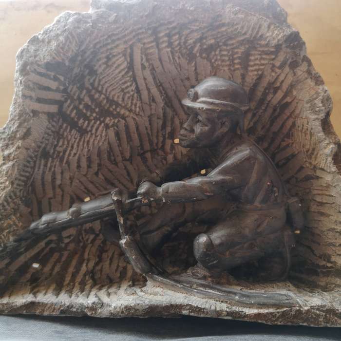 Mining Rock Stone Carving Art- Mining Art- Large Piece
