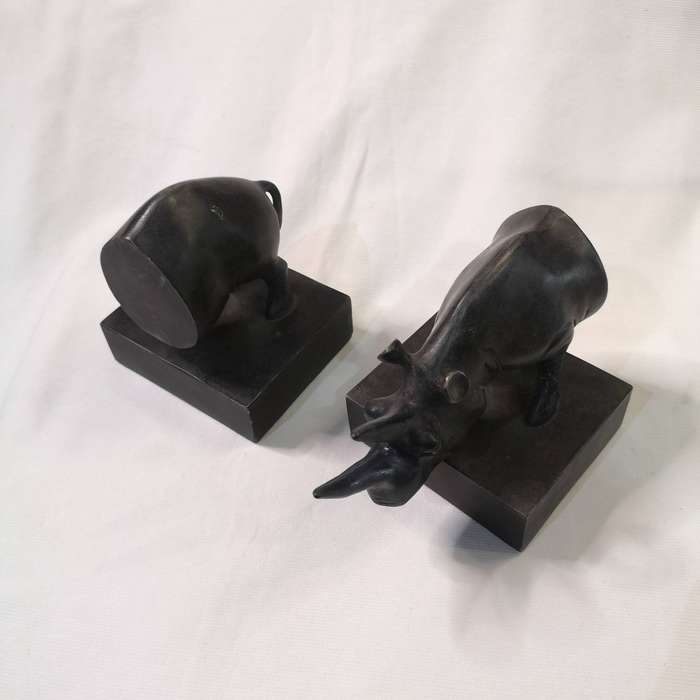 Rhino Bookends, Resin- Vintage
