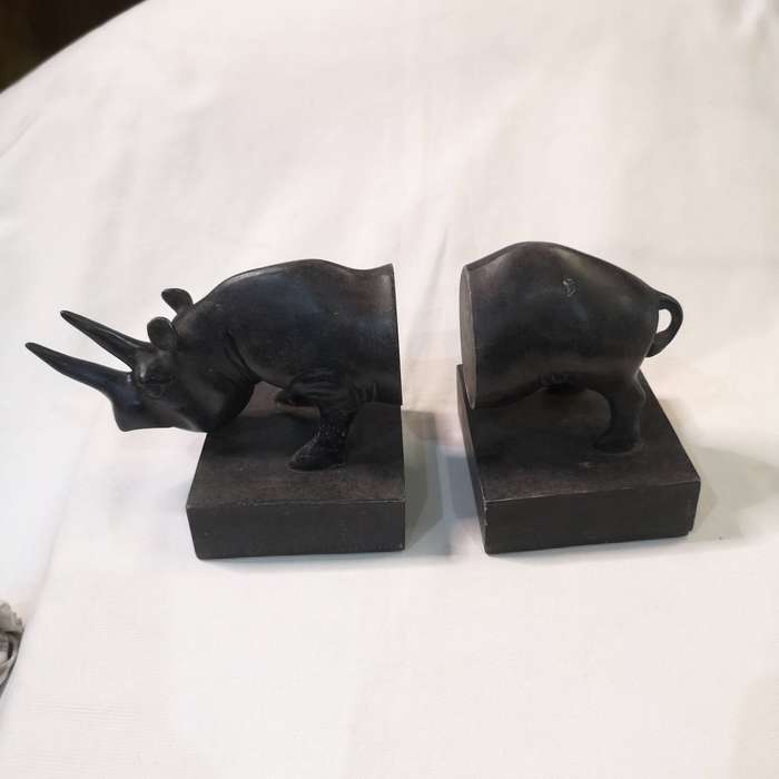 Rhino Bookends, Resin- Vintage