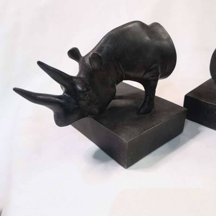 Rhino Bookends, Resin- Vintage