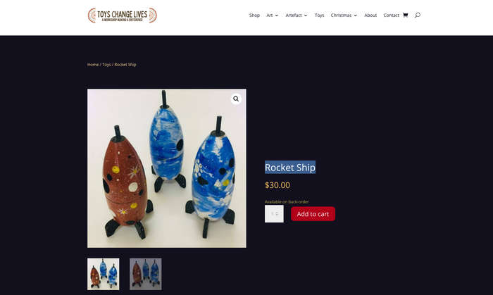 Rocket Ship- Ceramic Art, Handpainted