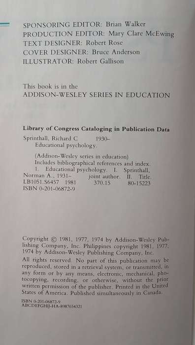 Educational Psychology - A developmental approach ~ Richard and Norman Sprinthall