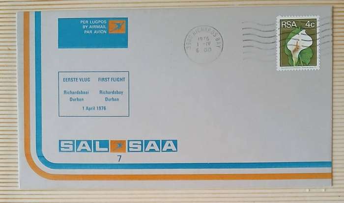First Flight First Day Cover  Richards Bay to Durban | 1 April 1976