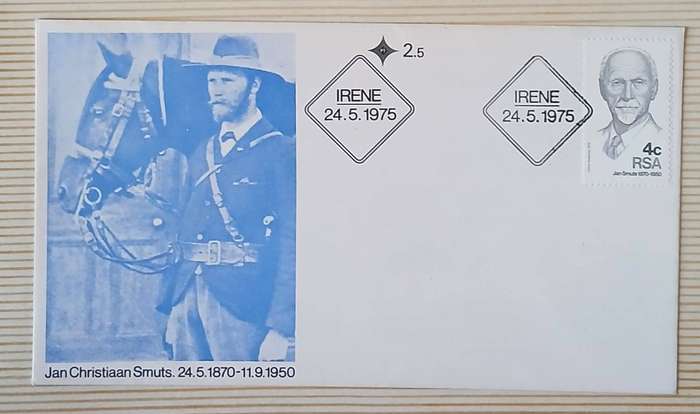 Jan Christiaan Smuts Centenary First Day Cover  Irene, 24 May 1975