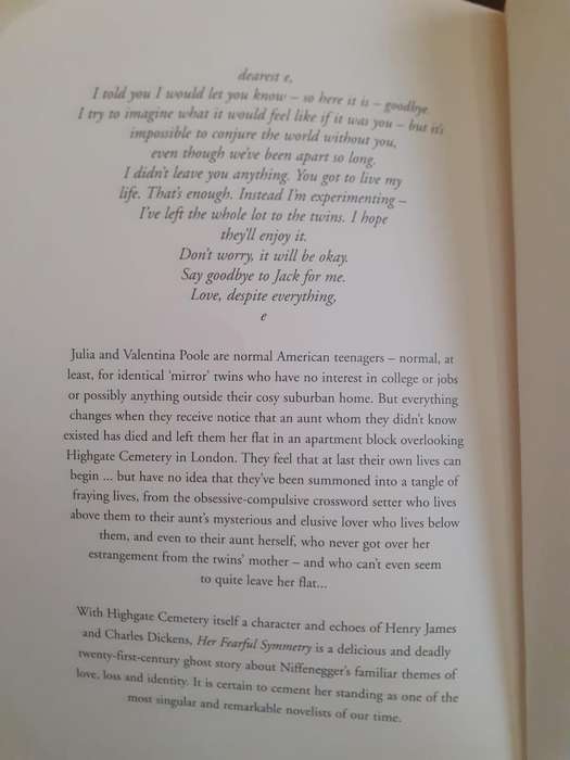 Her Fearful Symmetry ~ Audrey Niffenegger