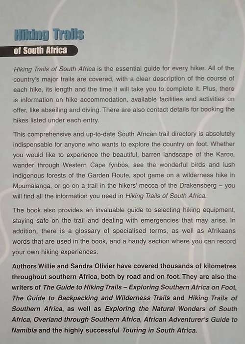 Hiking Trails of South Africa ~ Willie & Sandra Olivier
