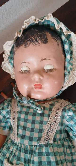 Antique 1930s Composition Doll  50cm, Sleep Eyes with Lashes, Original Outfit