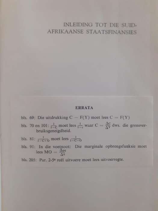 Inleiding tot die Suid Afrikaanse Staatsfinansies ~ redakteur D H Steyn