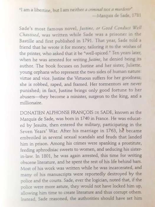 Justine ~ Marquis de Sade