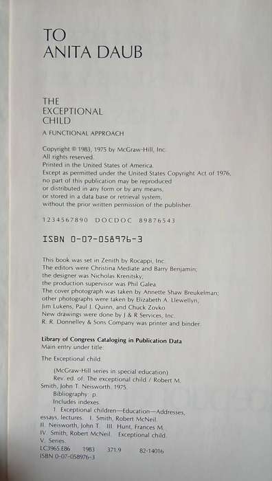 The Exceptional Child - A Functional Approach ~ Smith / Neisworth / Hunt