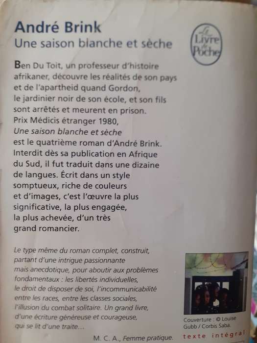 Une Saison Blanch et Seche ~ Andre Brink