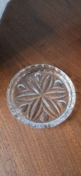 Vintage Cut Glass Coaster Set (6) with Elegant Stand