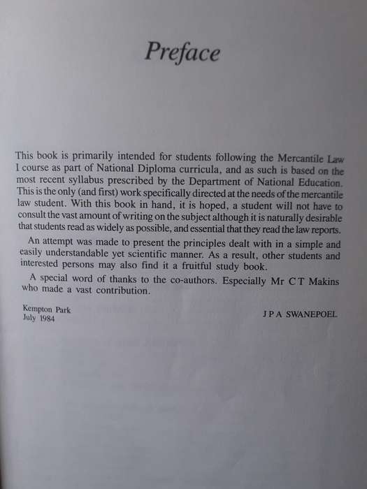Introduction to Mercantile Law ~ Swanepoel / Makins / Lapping / Reynecke